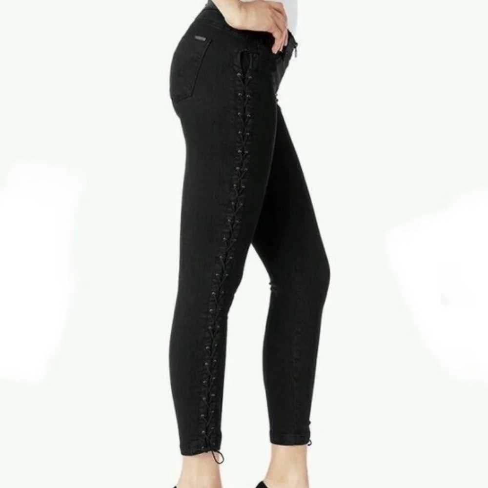 Hudson The Stevie Contour Lace Up Skinny Jeans Black size 26
